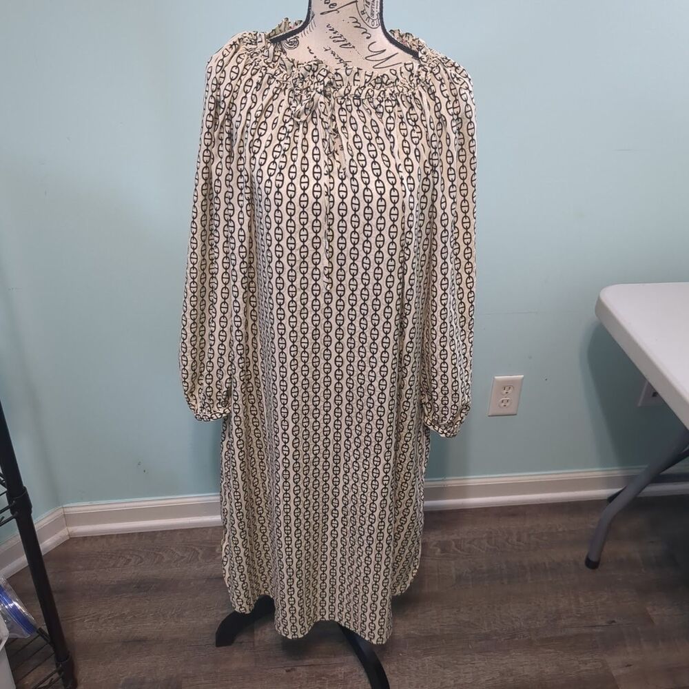 J crew Ruffle neck midi dress in vintage links print small